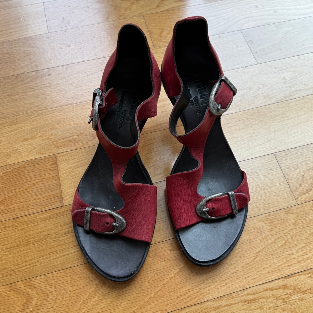 CYDWOK soft red leather heels